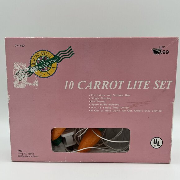 Vintage EASTER Carrot LIGHT Sets TESTED Indoor Outdoor Blow Mold 1996 - Picture 2 of 10